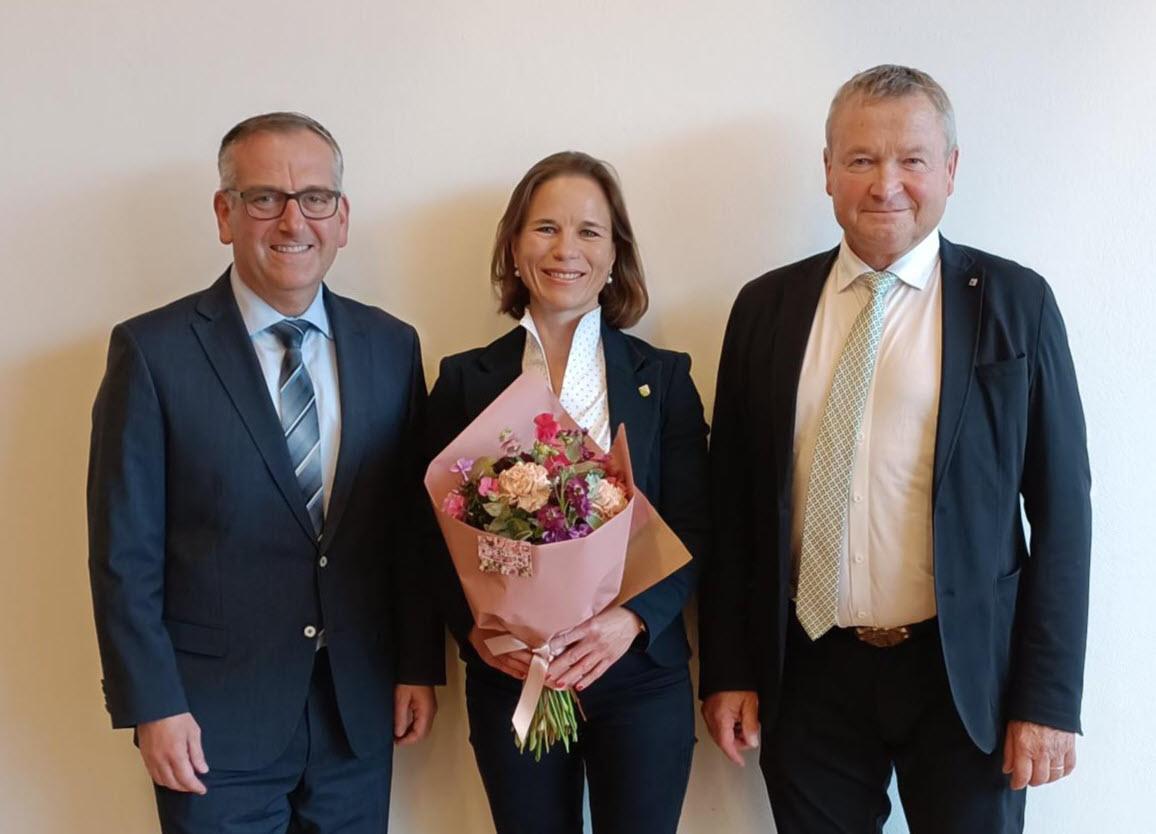 Das Präsidium der EDK-Ost - Von links: Vizepräsident (ab 1.6.) Michael Stähli, SZ, Präsidentin (ab 1.6.) Denise Neuweiler, TG und der abtretende Präsident Alfred Stricker, AR.